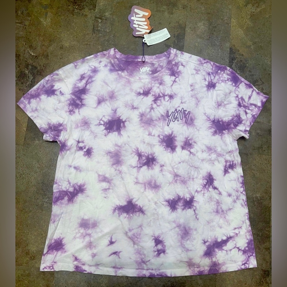 Womans Yitty Purple Tie Dye T-Shirt size sz Large NWT
